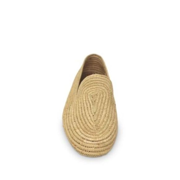 CARRIE FORBES Womens Beige Raffia Atlas Round Toe Slip On Loafers Shoes 39 - Picture 3 of 4